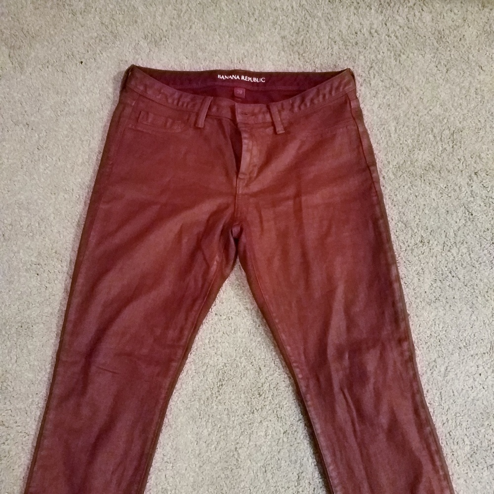 Banana Republic waxed coated skinny jeans